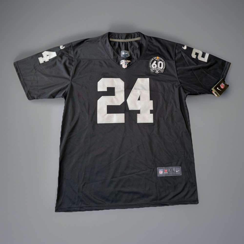 LAS VEGAS RAIDERS JOHNATHAN ABRAM #24 XL On Field Football Jersey 60th Patch‎
